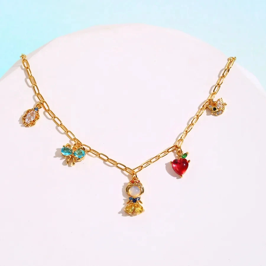 MIGGA Fairy Tales Cubic Zircon Charms Bracelet Chain Gold Color Plated Copper Jewelry for Women