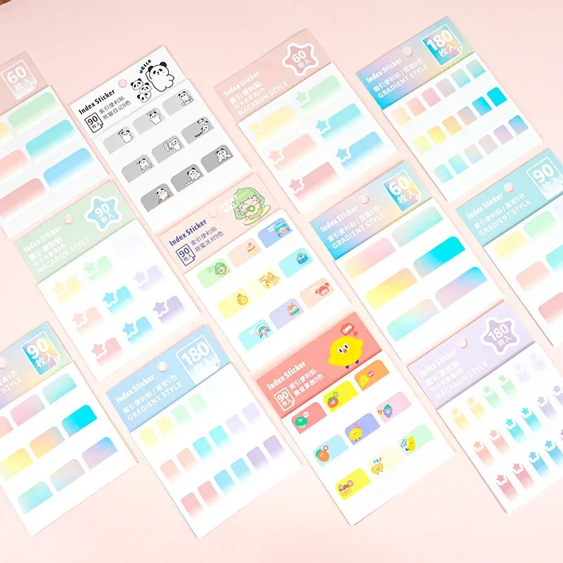 60/90/180PCS Index Tabs Multicolor Classification Stickers Stationery Index Label Memo Notebook Stickers Notes