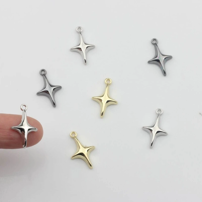 Awn Star Shape Pingente para fazer jóias, colar elegante Bead, brinco DIY, Dia dos Namorados, peso leve, 10pcs