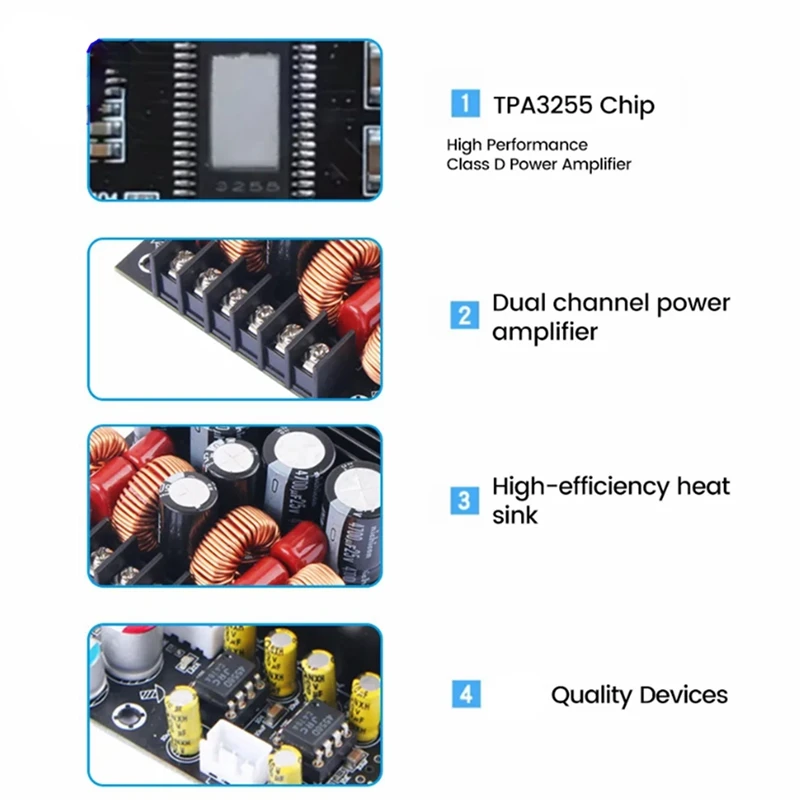 DC19-50V 300W+300W 600W Bluetooth Power Amplifier Module TPA3255 Chip 2.0 Channel With Treble And Bass Adjustment Durable