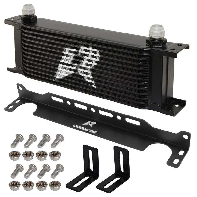 High-Quality Oil Cooler Kit 13 Rows Bolt-On AN10 Engine Fits for Corvette Cadillac C5 C6 LS1 LS6 97-04 Black/Silver Aluminum