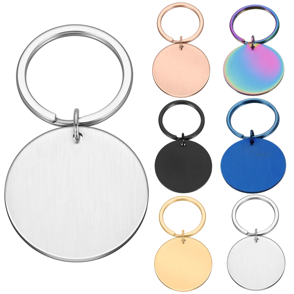 Wholesale 10PCS Blanks Round Dog Tag 20mm 25mm 30mm Stainless Steel Pendants For Necklaces Custom DIY Jewelry Making Keychain