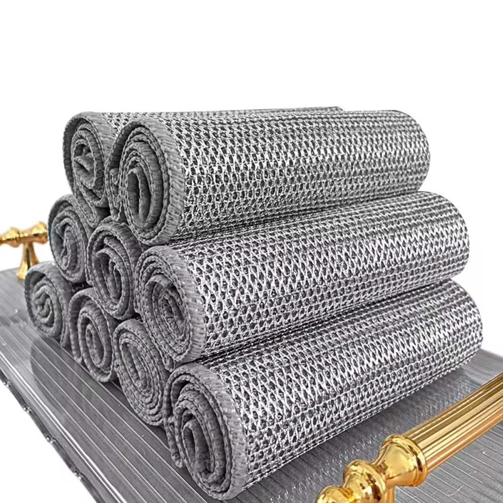 Trapo de limpieza mágico de 2 caras, Trapos de alambre de acero y Metal para lavar platos, toalla de cocina, herramientas de limpieza, trapos de Metal antiadherentes, 1-20 piezas