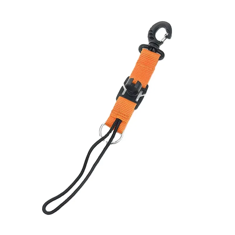 도매 오렌지 스쿠버 다이빙 랜야드 웨빙 밴드 퀵 릴리즈 버클 포함