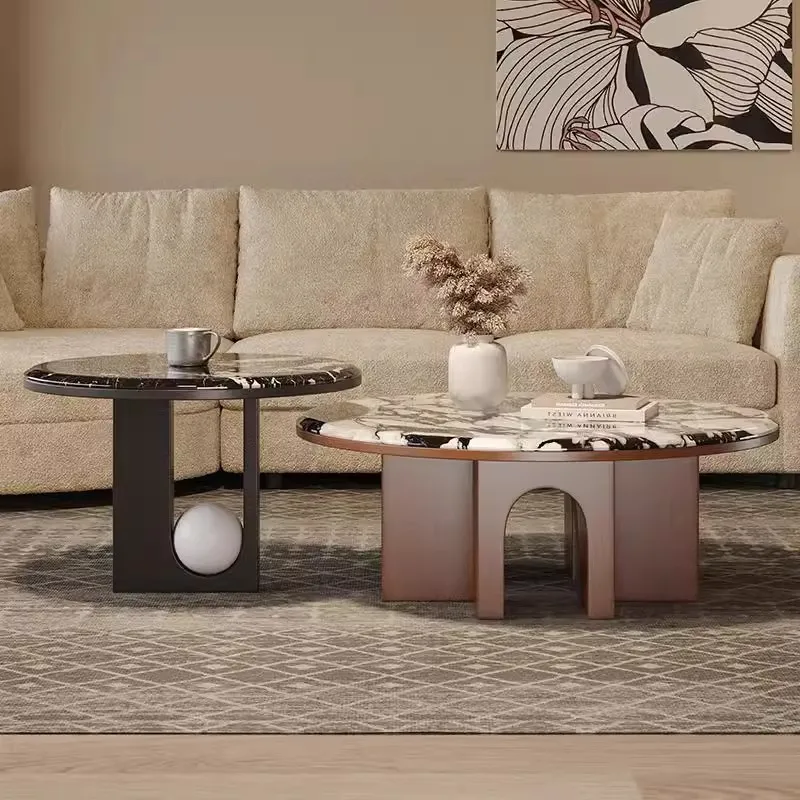 #Modern Marble Coffee Table With Hibiscus Design For Living Room Easy To Clean Sofa Side Table Wood Frame 1 Year Warranty