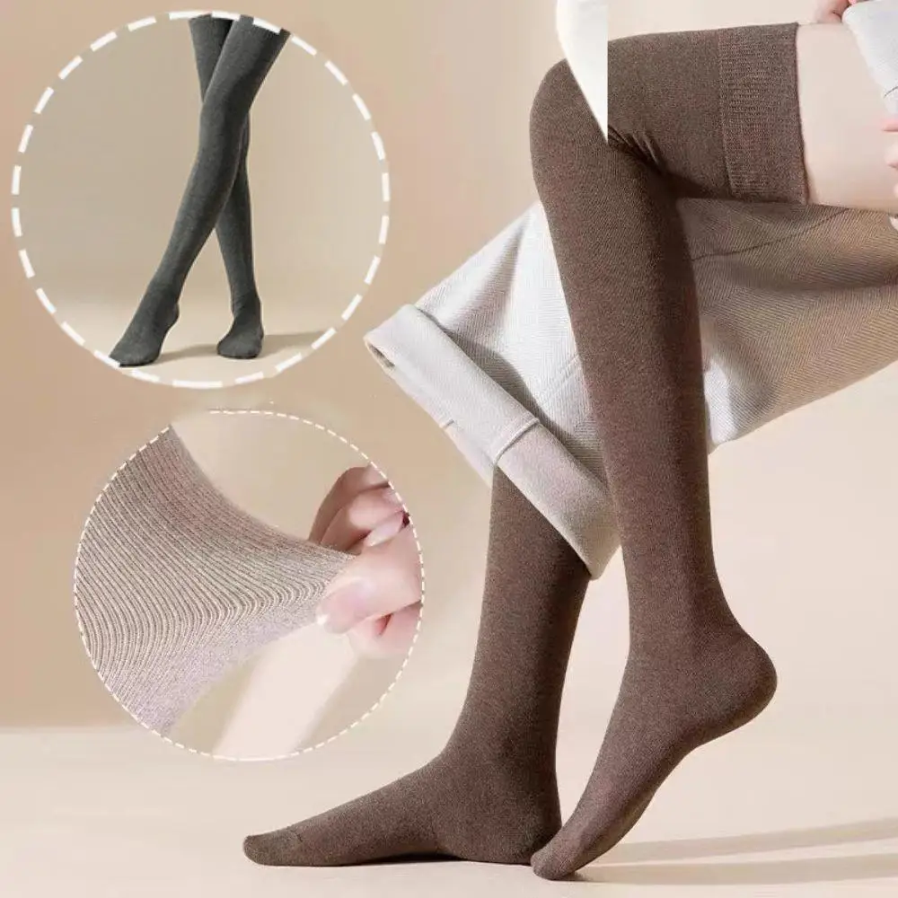 Frauen Winter Warme Lange Strümpfe Atmungsaktive Verdicken Casual Knie Hohe Socken Einfarbig Knielangen Strumpfwaren Socken Oberschenkel socken