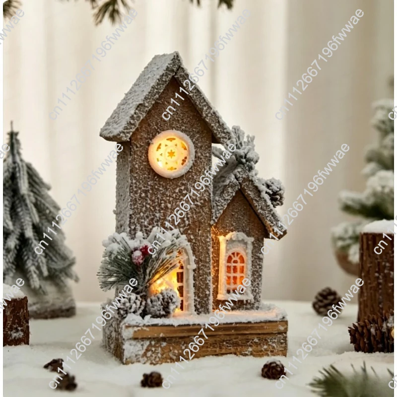 Christmas decoration wooden luminous wooden house romantic hotel scene decoration