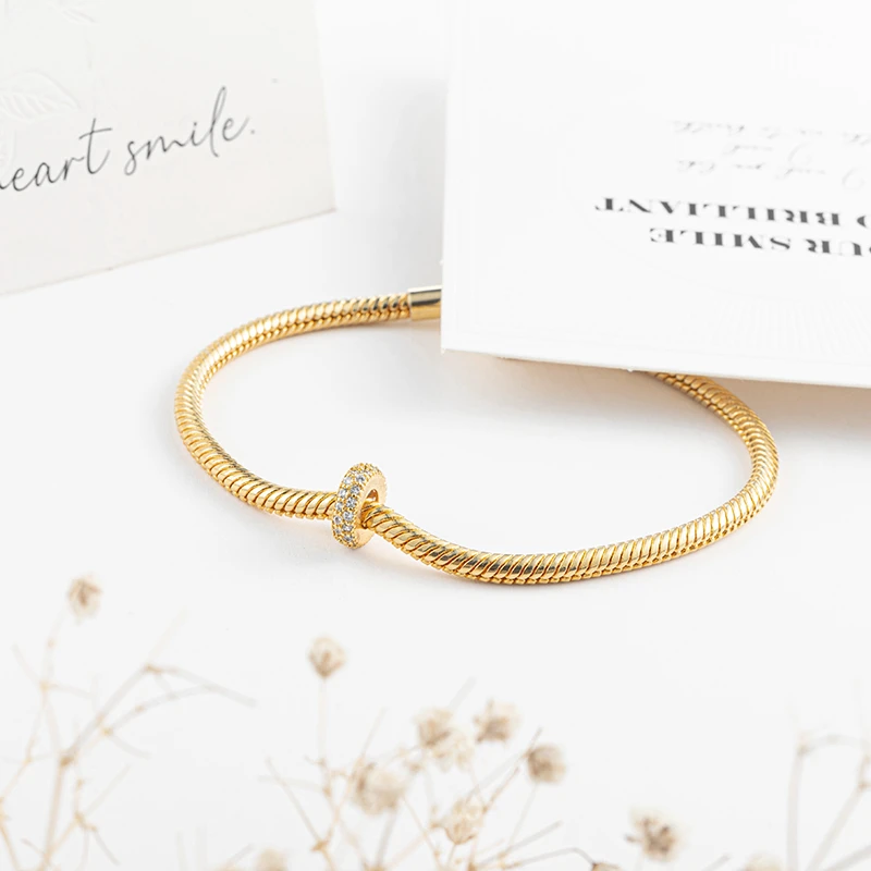 خرز ساحر من الأحجار المتلألئة المطلية بالذهب مناسبة لسوار أوروبي أصلي يمكنك صنعه بنفسك هدية مجوهرات رائعة للنساء #4