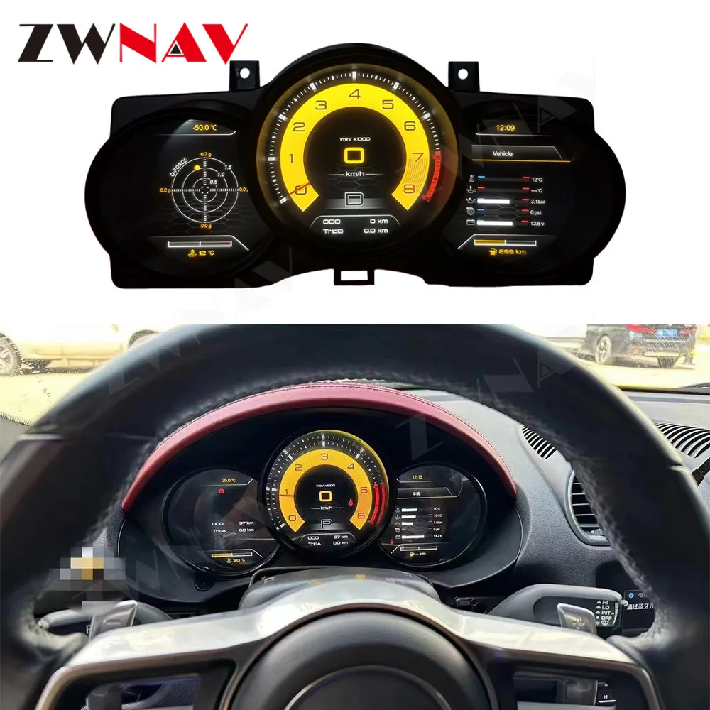 Car Speed Meter 12.3''Screen Virtual Cockpit For Porsche Macan Dashboard Digital Cluster Multimedia Player QLED HeadUnit Car LCD