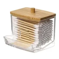 Acrylic Cotton Swab Storage Box, Transparent Makeup Organizer for Bathroom & Bedroom, 1 Piece Cotton Swab Holder