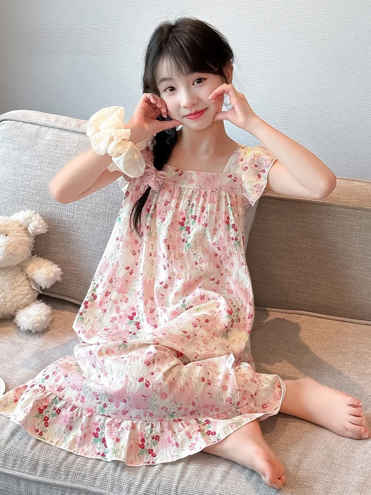 rosinier-robe-de-nuit-style-princesse-pour-filles-vetements-d'ete-pour-la-maison-robe-a-bretelles-vetements-pour-enfants-fibre-de-polyester-douce-et-confortable