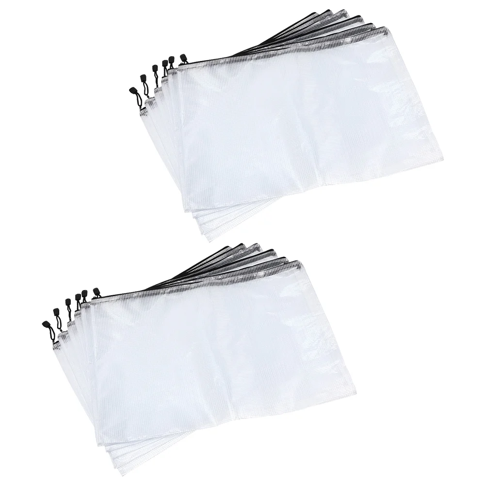 12 Pcs Grid File Bag Transparent Zipper Bags Pencil Case Clear Cases Stationery Pouch Pvc Student Supply
