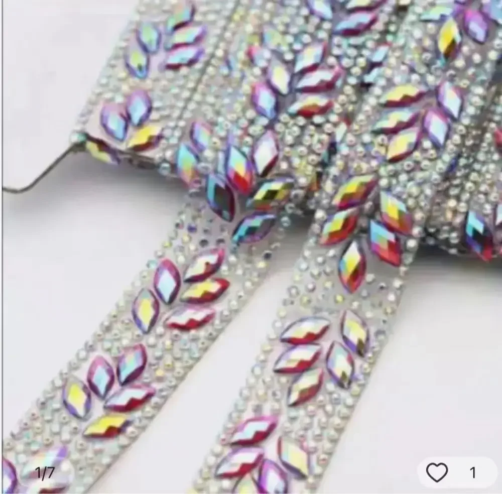 1yard Square Wave Array Glass Ribbon Crystal Rhinestone Trim TApe