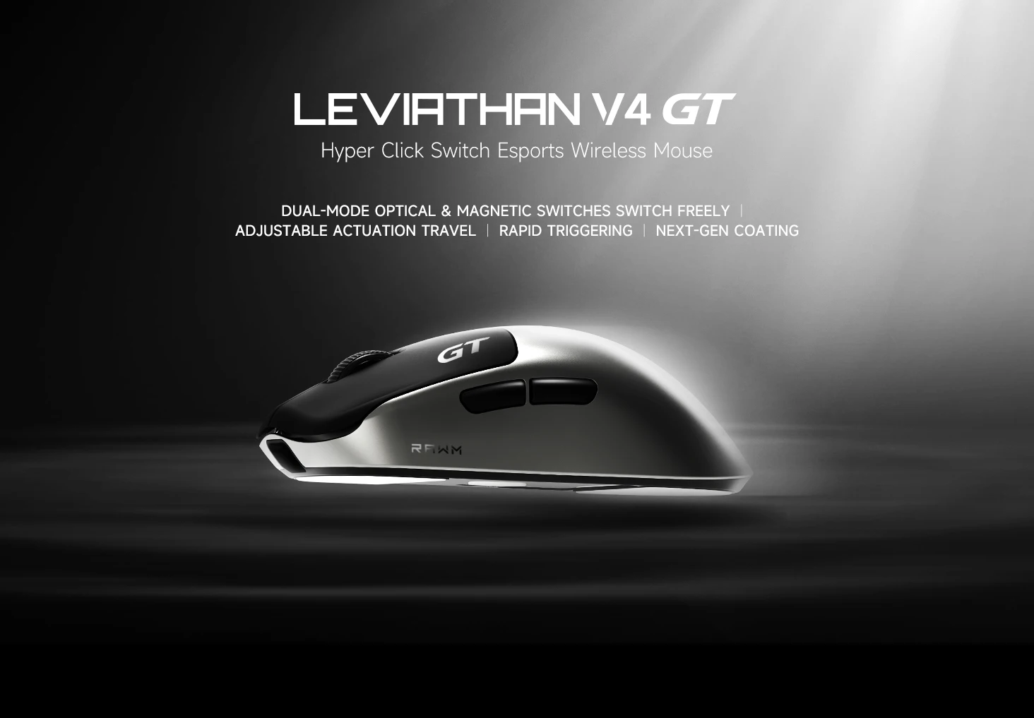 RAWM Leviathan V4 GT Mouse Dual-Mode Wireless Mouse 8000Hz Polling Rate Paw3950 Optical/Magnetic Micro Switch 500mAh Gaming Mice