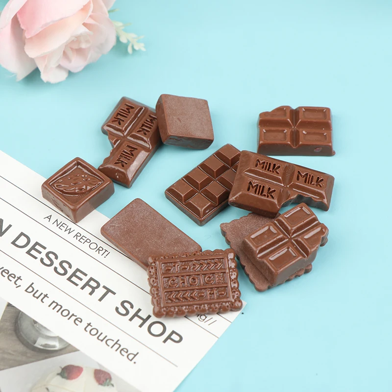 10Pcs Dollhouse Miniature Coffee Chocolate Snacks Candy Box Pretend Play Food Resin Accessories Diy Different Style Chocolate