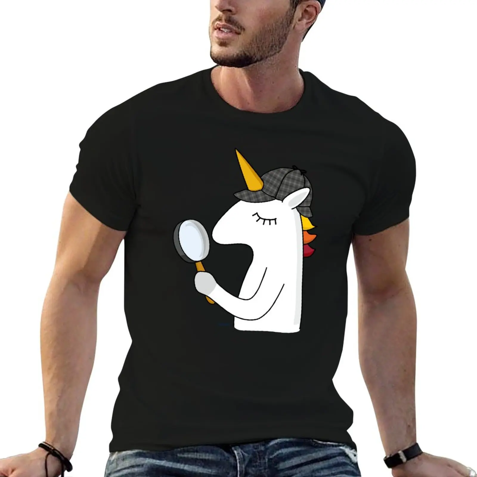 

detective unicorn T-Shirt t shirts for man pack cotton man t shirts cotton man t shirt summer T-shirt