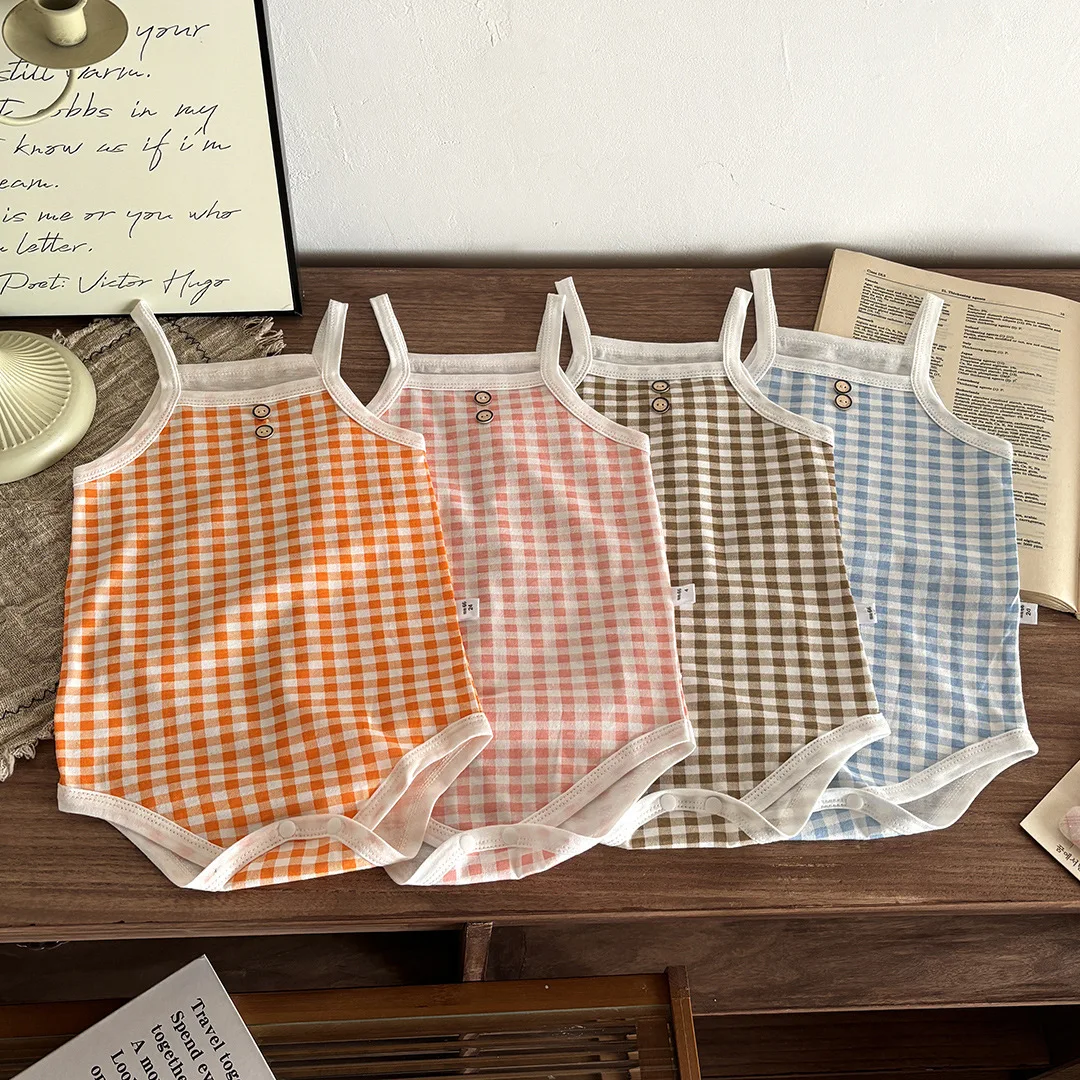 Baby Clothing Clearance - Newborn Baby Romper Sleeveless Plaid Baby