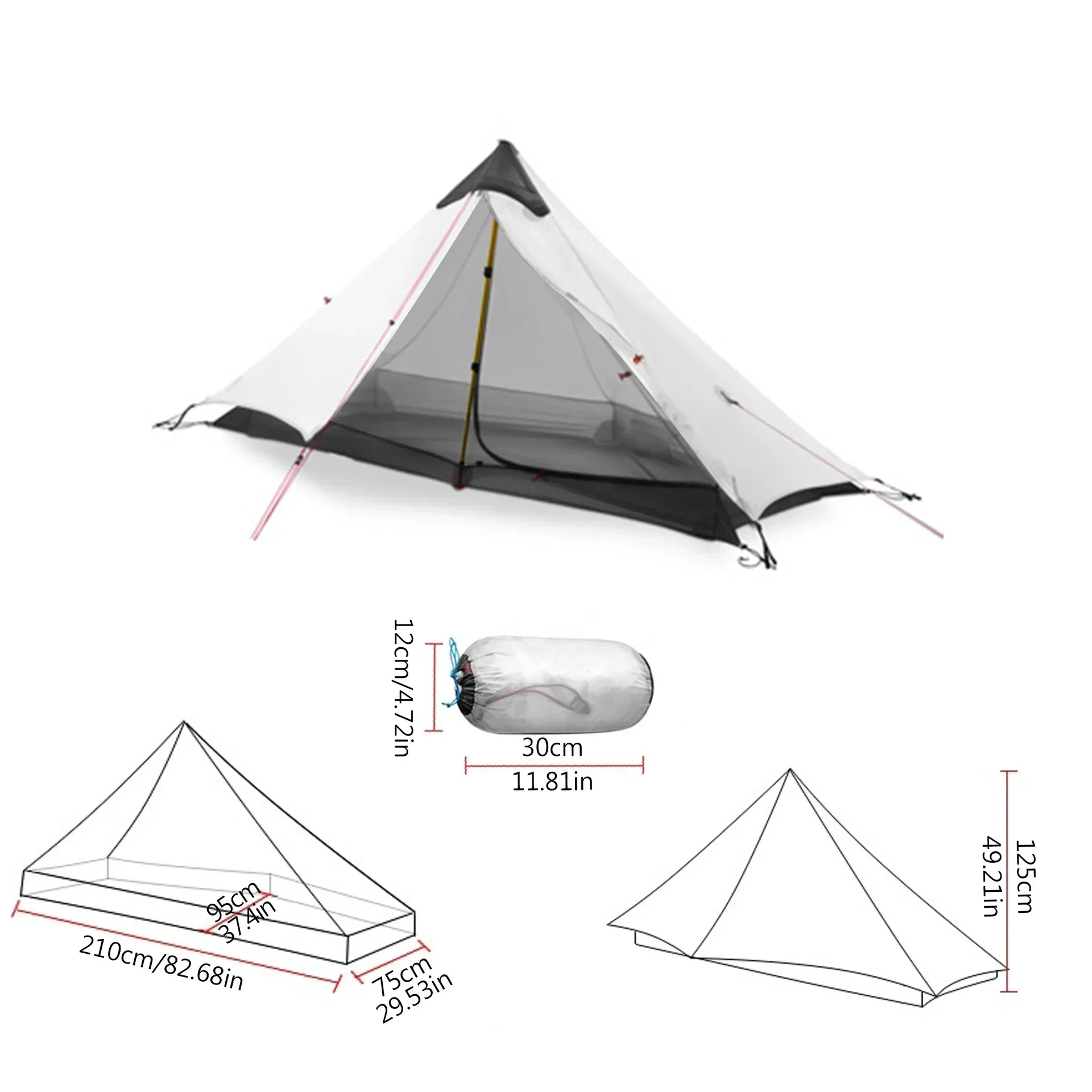 Ultralight 1-Person Camping Tent Double Layer Rainproof Windproof Silicone Coated For Backpacking Hiking Beach Emergency Shelter