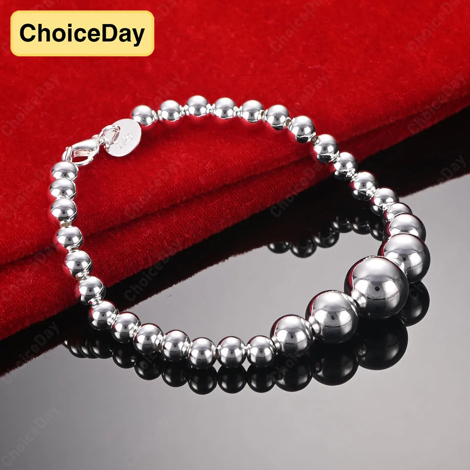 

ChoiceDay 925 Sterling Silver 8 Inch 20cm Delicate Small Round Bead Bracelet Women Fashion Party Accessories Jewelry