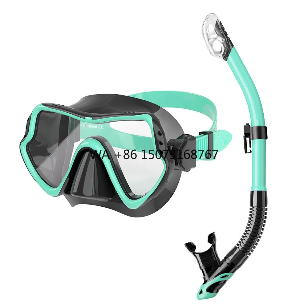 

New Anti-Fog Toughened Glass Diving Goggles and Adjustable Silicone Snorkel Diving Mask Snorkel Set for Diving Activities