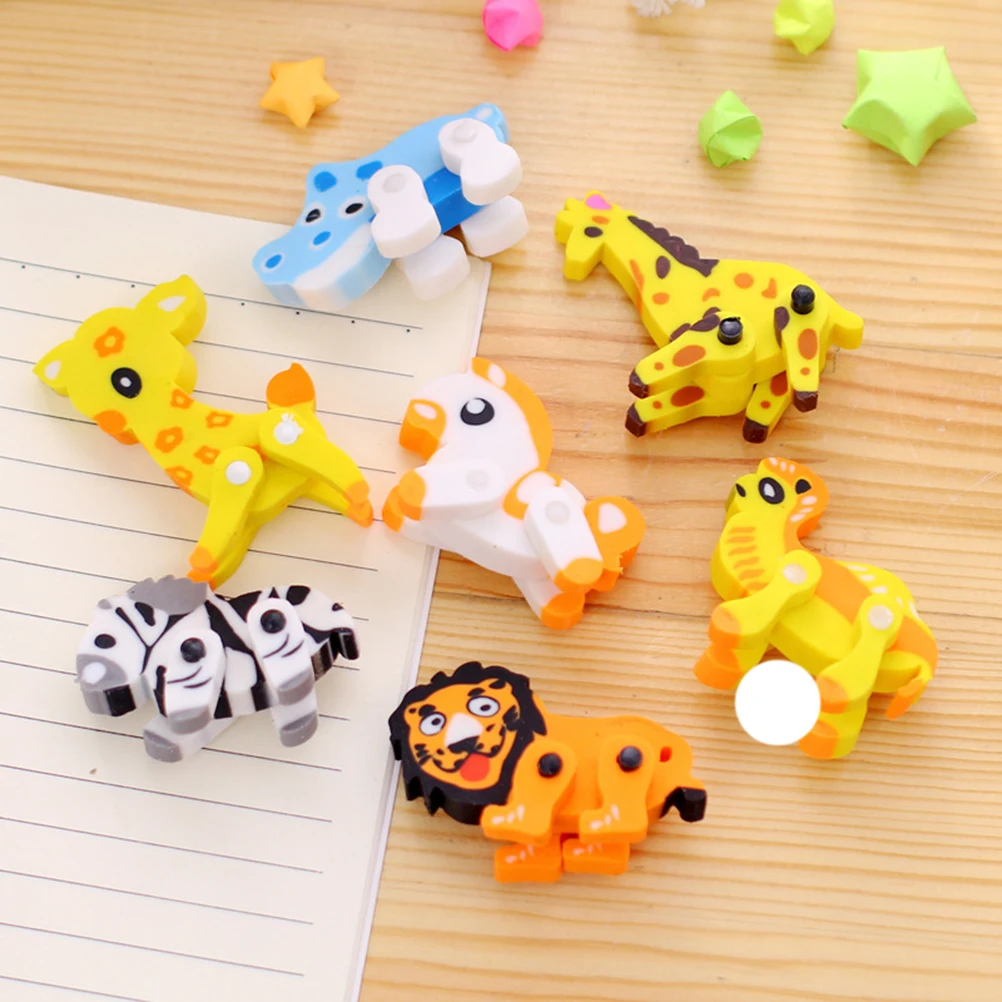 

30 Pcs Animal Eraser Stereoscopic Cartoon Detachable Erasers for Kids Stationery