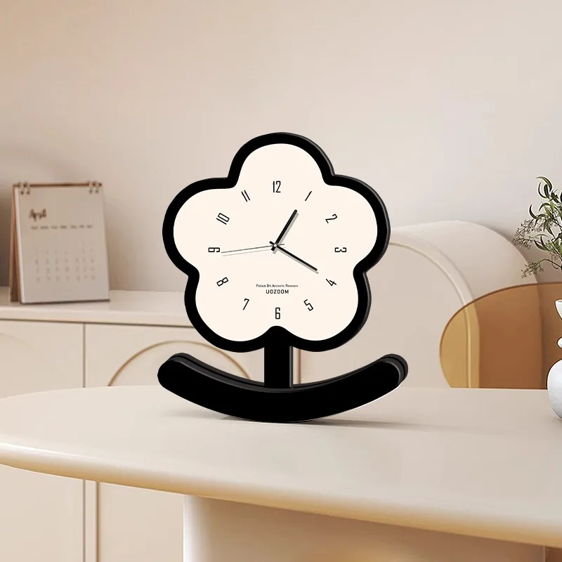 

Modern Simple Cute Flower Design Desk Clock Luxury Swinging Pendulum Clock Figurines Home Bedroom Living Room Decoration Crafts