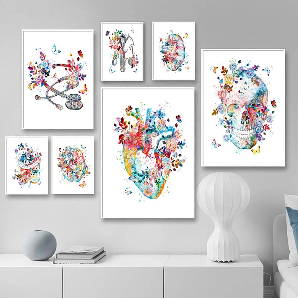 Flower Organ Human Body Anatomy Art Diamond Painting Medical Cross Stitch Diamond Mosaic Educational Home Room Decor Picture