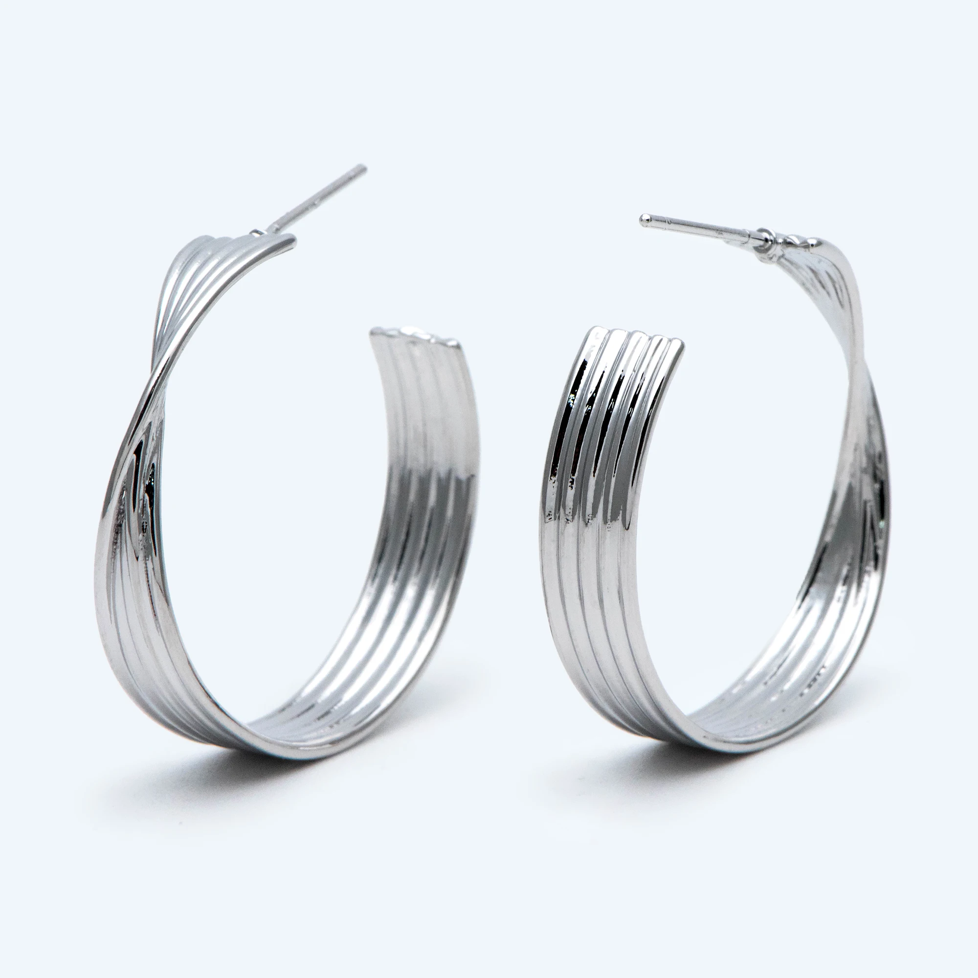 10pcs Gold/ Silver Tone Twisted Hoops, Minimalist Earrings, Modern Thick Hoops, Statement Hoops Earring (GB-1983)