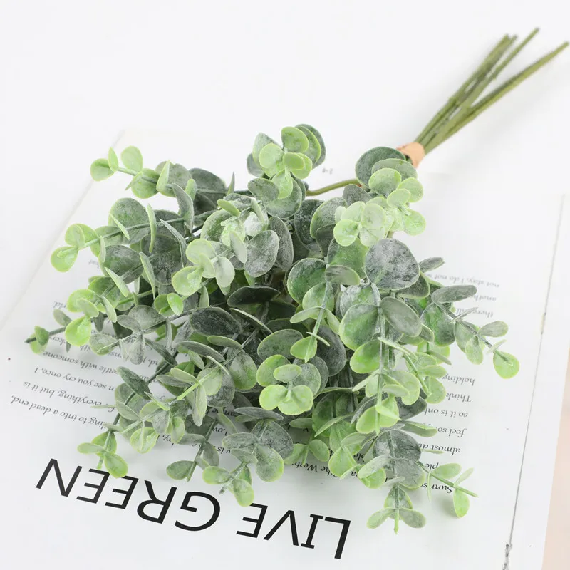 6 Zweig 36 Köpfe Eukalyptusblatt Künstliche Pflanzen Blumenstrauß für Wohnzimmer Dekoration Braut Hochzeit Vasen Blumen Blumenstrauß Dekor – Detail 10
