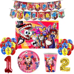 Circus Troup Disposable Tableware Boy Birthday Party Supplies Balloon Backdrop Cup Sticke Sling Pendant Banner Decor Baby Shower