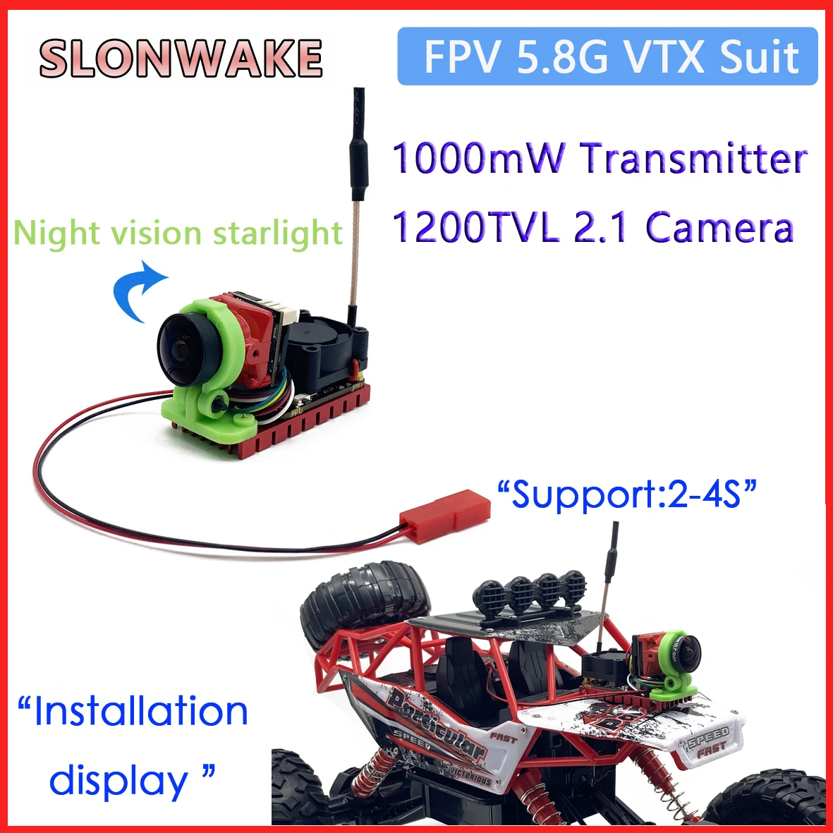 NEW 5.8G 1W FPV Wireless VTX Transmitter launcher with 1/1.8''  Starlight night vision HDR  1200TVL FPV Camera use for Drones