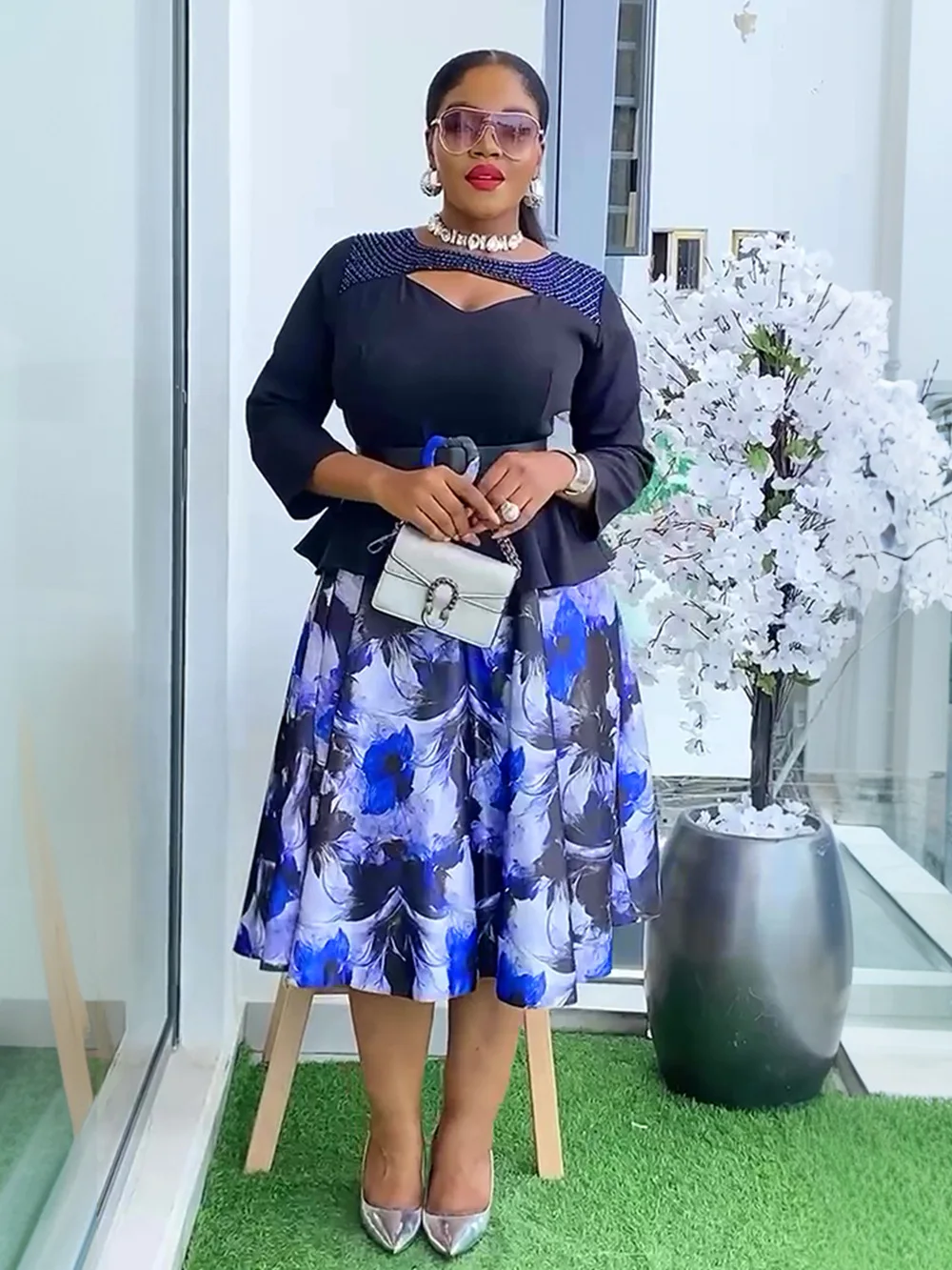 

Африканские платья Дашики для женщин, лето-осень, элегантное африканское вечернее платье миди с длинными рукавами и v-образным вырезом из полиэстера, наряды