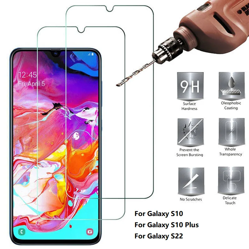 2 قطعة من الزجاج المقسى الشفاف لهاتف سامسونج جالاكسي S10 S20 Plus Ultra 5G S10E واقي شاشة لهاتف سامسونج نوت 20 10 Ultra Plu