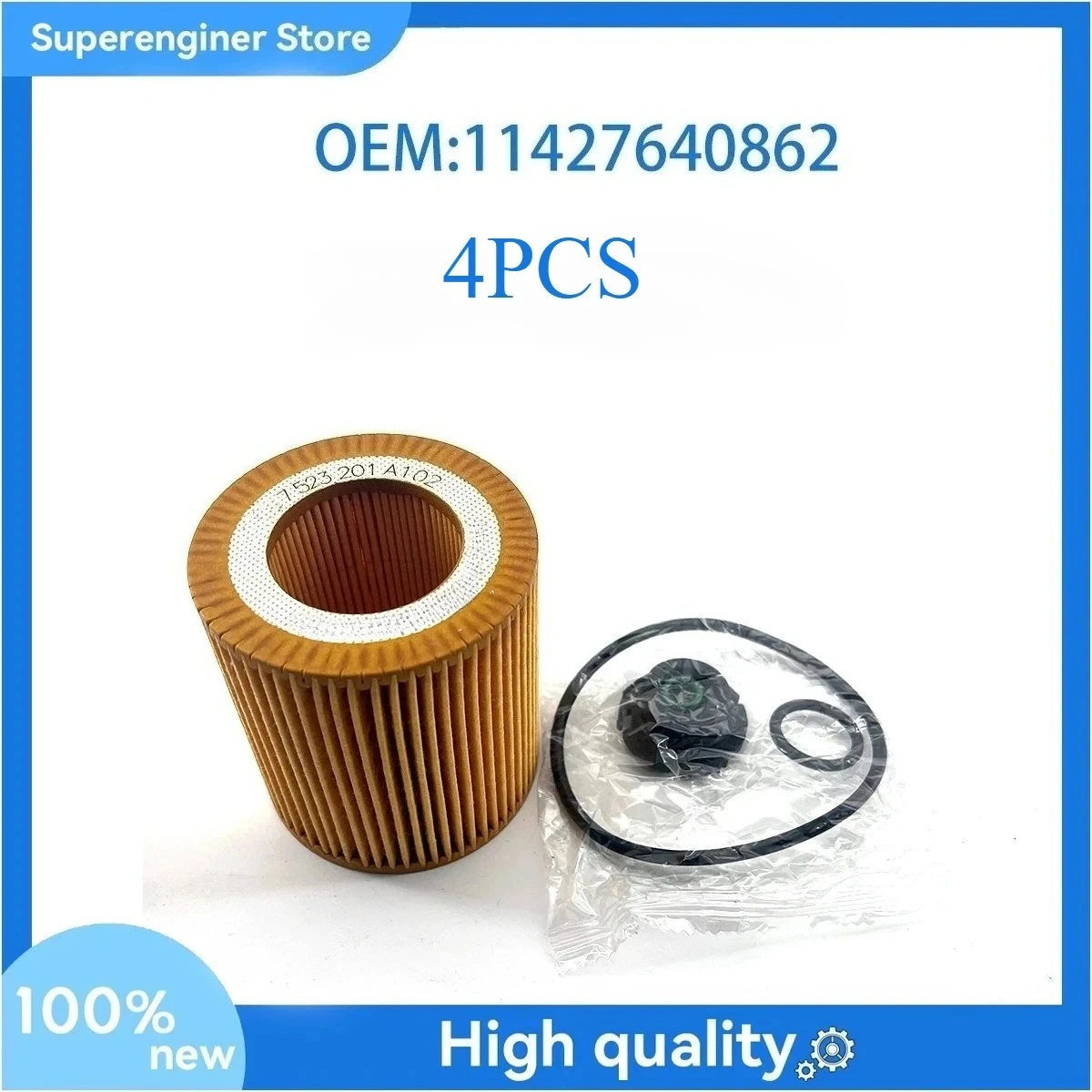 

4PCS Engine Oil Filter 11427640862 For 12-18 BMW F22 F23 F30 F31 F34 F32 F33 F36 F10