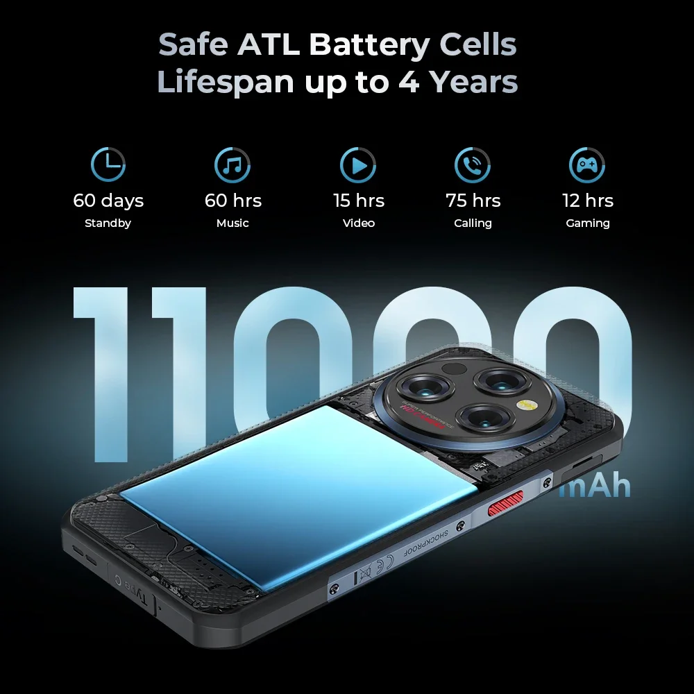 Oukitel WP35 5G هاتف ذكي متين 24GB + 256GB أندرويد 14 6.6 "2.4K 11000mAh الهاتف المحمول 64MP كاميرا NFC هاتف محمول