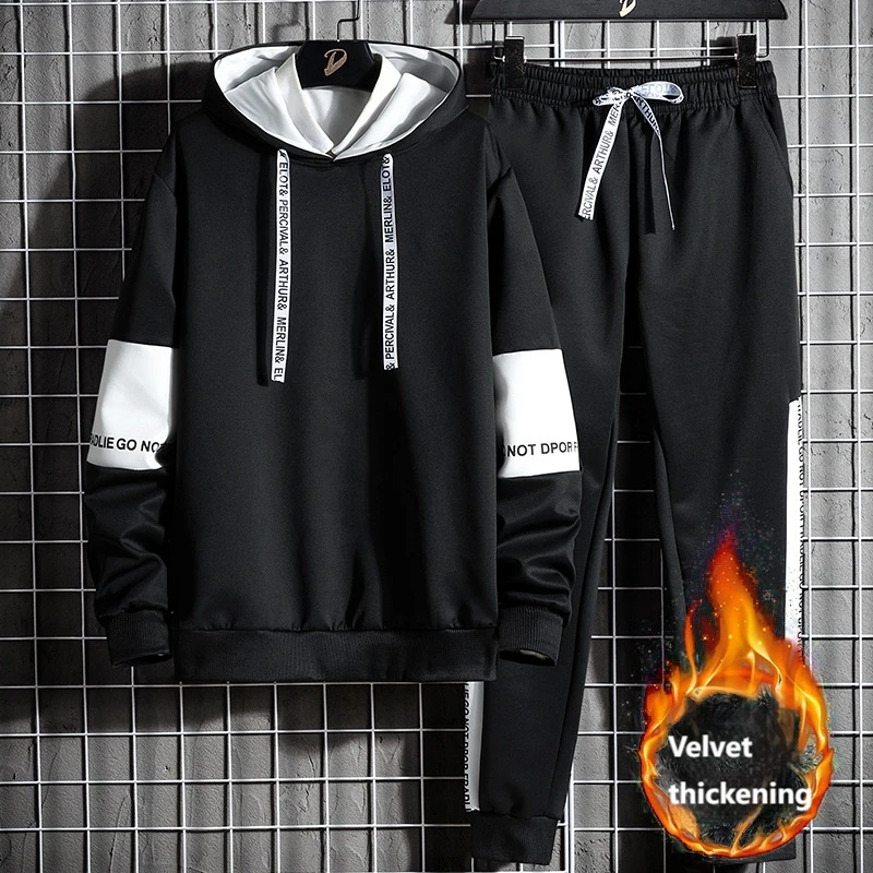 2024 Autumn and Winter New Fashionable Casual Men's Suit, Fleece Thickened Windproof and Cold Proof Warm Sports Suit