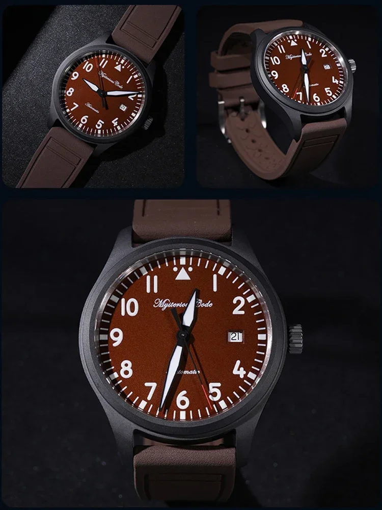 Mysterious Code 41mm Ceramic Pilot Watch Luxury Automatic Sports Watch Men Air Force Mechanical Wristwatches Clock Rubber ST2130