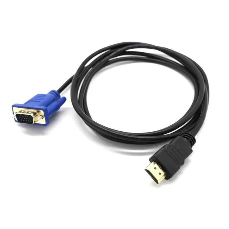 1pcs Top Quality HDMI-compatible To VGA Cable Male to Male 1.8M Video Adapter Only For HD player to HDTV