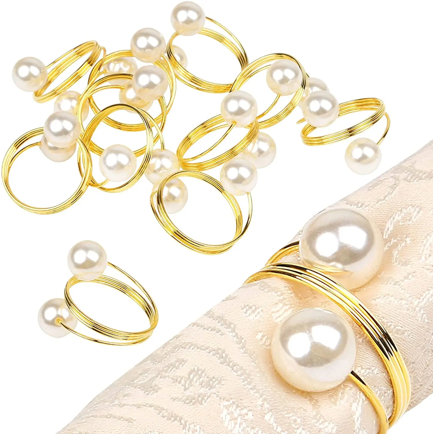 1 pcs pearl napkin buckle, silver hoop hotel party table decoration napkin rings, napkin circle new