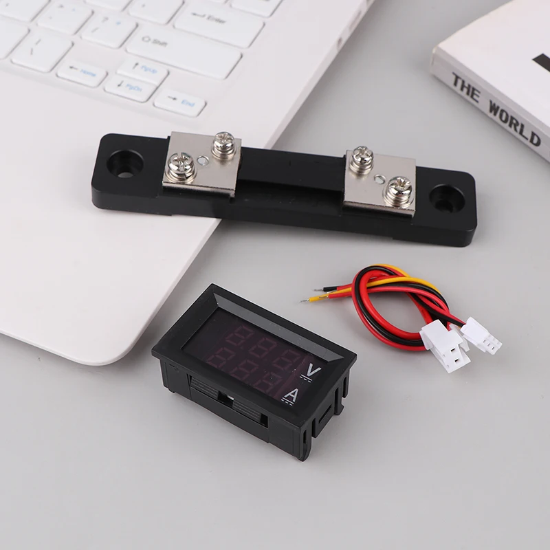 0.28 "Dual LED Display Mini Digital Volt Amp Meter: DC 0-100V 50A, with Voltage Current Detection and Shunt.