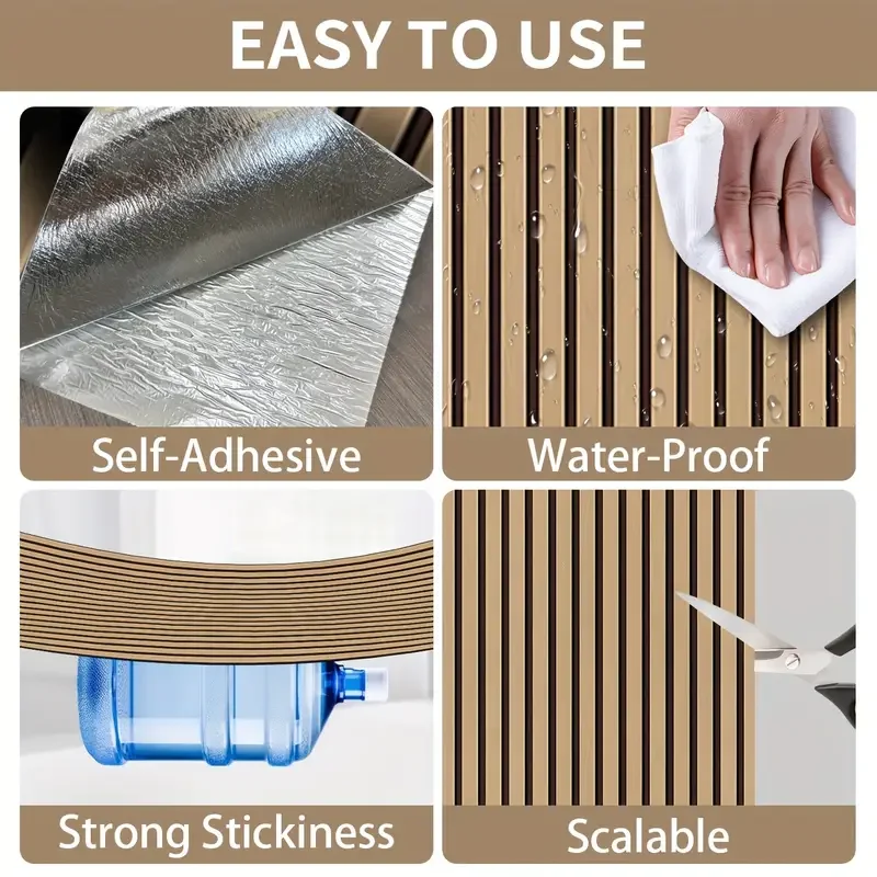 ورق جدران شبكي بني سميك قابل للتقشير واللصق، تصميم منقوش صناعي مقاوم للماء والرطوبة، مثالي للجدران والأسقف وديكور المنزل