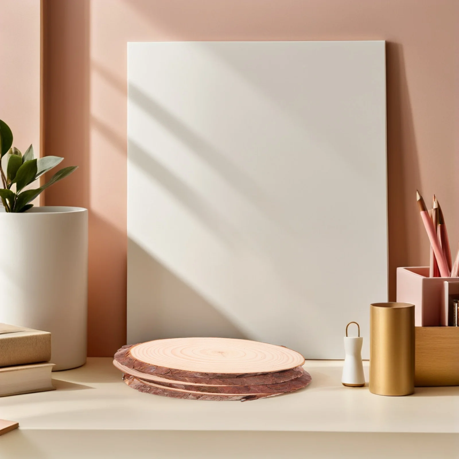 

4pcs Unfinished Natural Wood Slices Oval Shaped Rustic Tree Bark Diy Crafts For Wedding Decor Christmas Ornaments Home