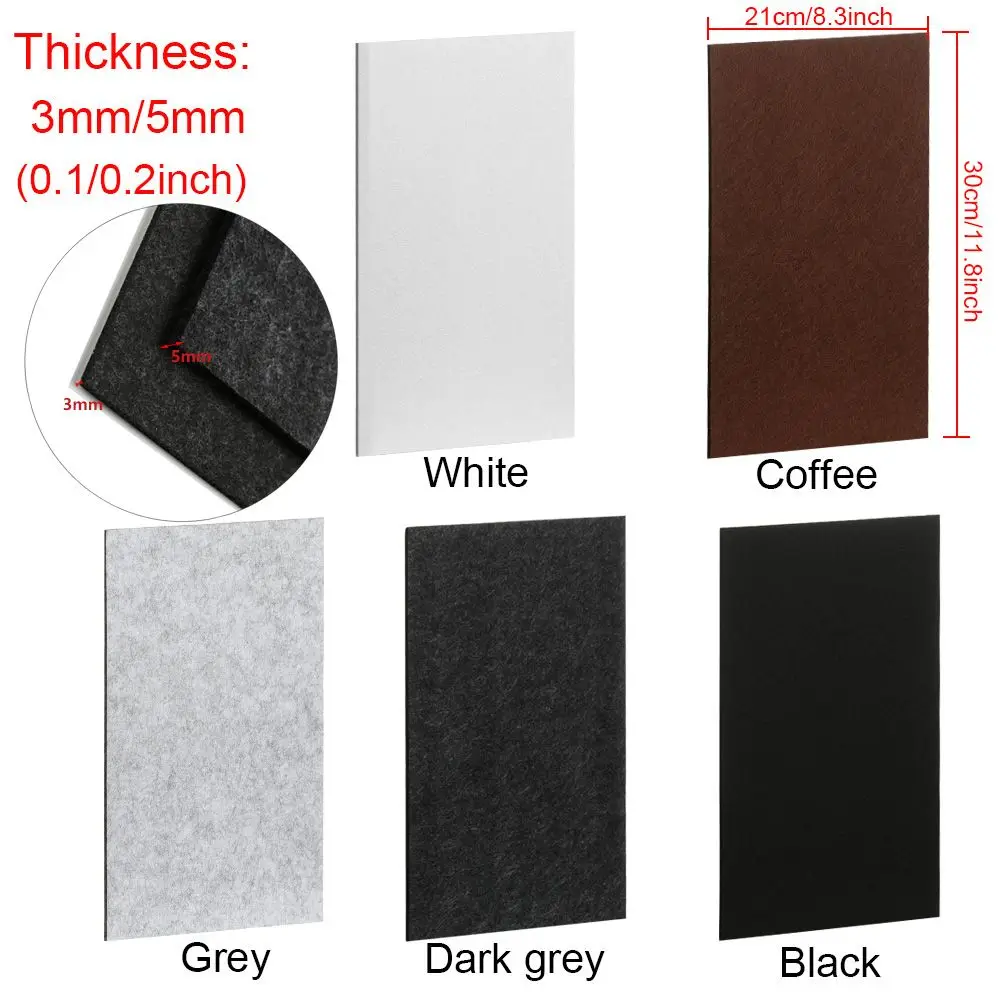 3/5mm Self Adhesive Furniture Leg Felt Pads Anti Slip Chair Table Mats Anti Scratch Floor Protection 21*30cm DIY Cutting