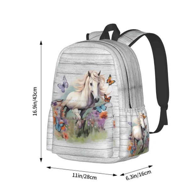 子供用バックパック 馬用バックパック 子供用 学生用 馬をテーマにしたブックバッグ ポケット付き 小学校 中学校 大人用