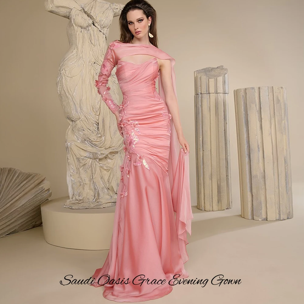 Fashion Customized Handmade Flower Celebrity Gowns High Quality Organza Evening Dress Modern Mermaid Ruched Party Dresses image 3