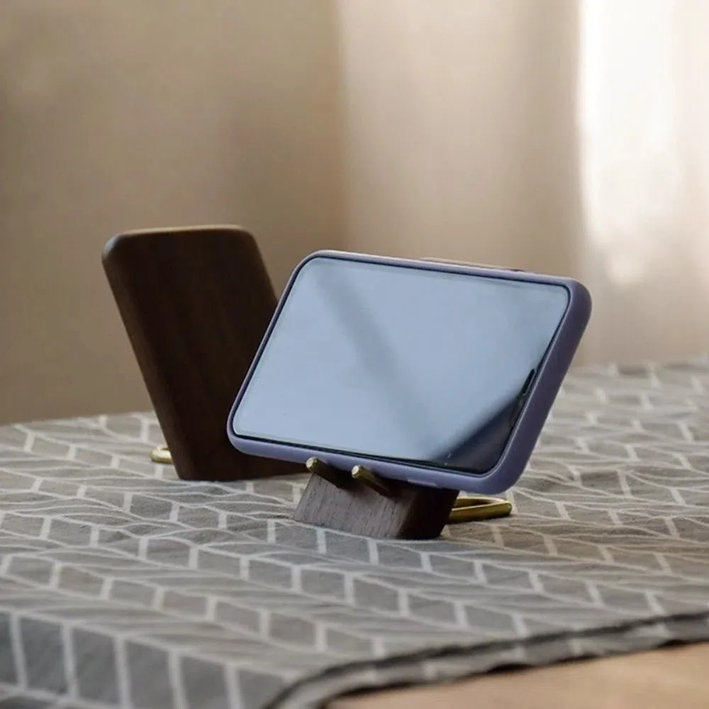 

Wooden Lazy Phone Stand Vintage Black Walnut Smartphone Support Bracket Universal Convenient Charging Desktop Phone Holder