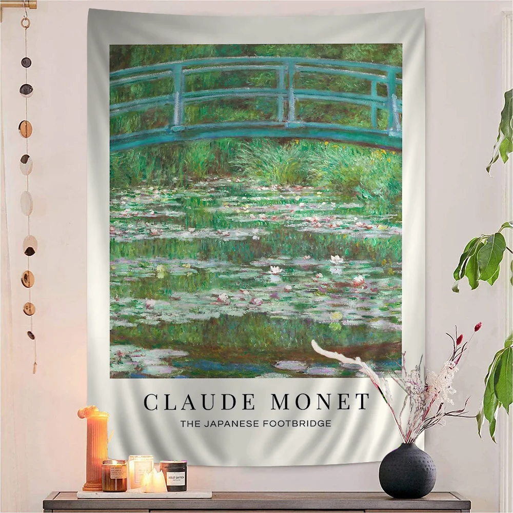 

Claude Monet Abstract Retro Anime Tapestry Cheap Hippie Wall Hanging Bohemian Wall Tapestries Mandala Home Decor