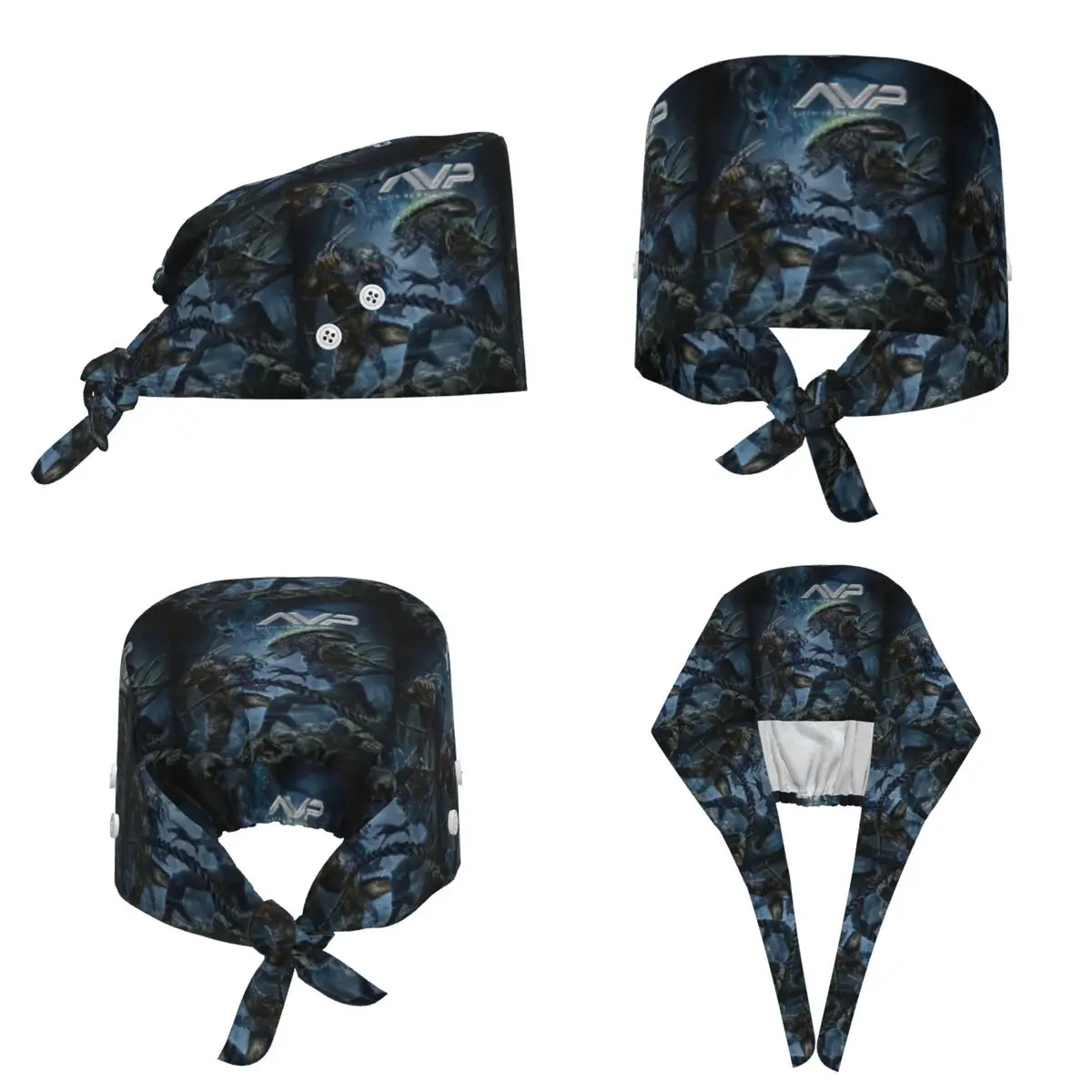Alien Vs Predator Game Scrub Hat Doctor Working Surgical Cap Unisex Adjustable Nursing Caps for Dentist