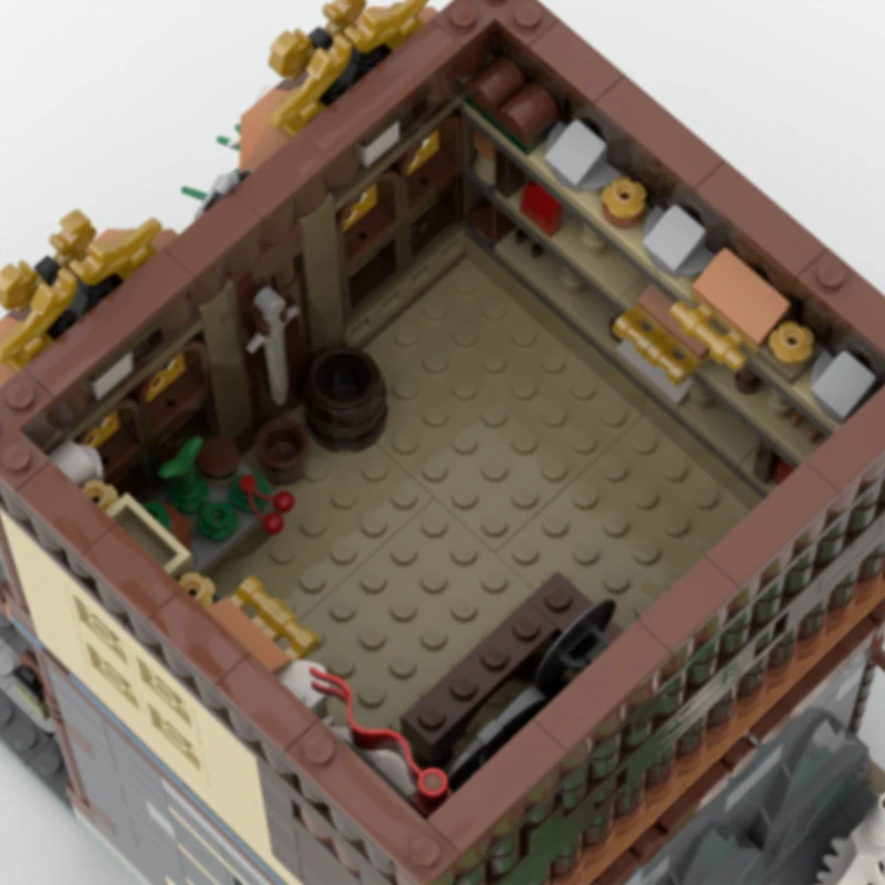 Medieval vista de rua modelo moc tijolos de construção viking ferramenta arma loja modular technolog presente feriado montar crianças brinquedo terno