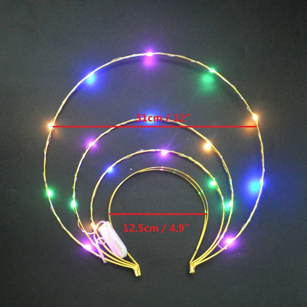LED Light Up Glowing Women Girls Pearl Angel Bridal Silvery Gold Halo Headband Goddess Crown Photoshoot Hair Band  Christmas
